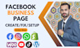 create, setup, and fix facebook business page