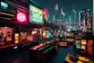 design cyberpunk futuristic city illustration