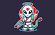 design chines cupid alien mascot logo with express deliver