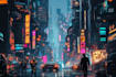 make sci fi , cyberpunk, fantasy science fiction city