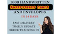 handwrite sweepstakes cards, letters and envelops