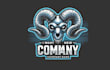 do make ram skull mascot logo design with company