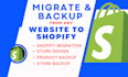 migrate, backup wix, wordpress, woo commerce, to shopify