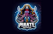 do awesome pirate octopus mascot logo with express delivery