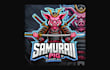 design awesome samurai pig mascot logo with express delivery