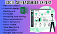 do excel spreadsheet, google sheet, excel vba, macros, automation, dashboard