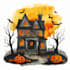 draw halloween house illustration