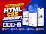 design mobile application using html css javascript, psd xd figma to mobile apps