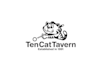 make modern cat playing billiards bar logo