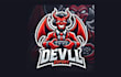 do smiling devil cartoon, and character mascot logo with unique concepts