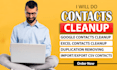 do contact cleanup into excel and remove contact duplication