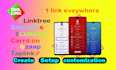 set up linktree beacons zaap landing page with attractive bio link
