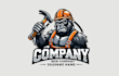 design a gorilla construction worker holding hammer mascot logo
