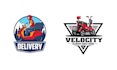 create hand drawn biker delivery courier service logo