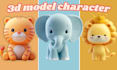 make cute 3d character modeling animal, furry, mascot, chibi, render in blender