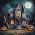 draw halloween house illustration