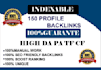 create 150 indexable social media profile creation backlinks