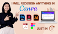 convert redesign PDF, figma, PSD, ai, indesign to from canva