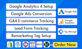 setup google ads conversion tracking, ga4 ecommerce tracking, and analytics 4