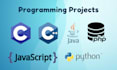 review, debug programming code in c, java, javascript, python, mysql