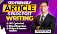 do SEO article writing, content writing and blog post writing