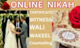 be your online nikah imam with nikah certificate, witness and wali