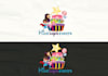 design funny colored effect cartoon attract children logo