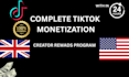 do complete tiktok monetization organically in  creator rewards program