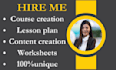 create seo website course content plan for you