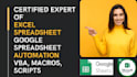 automate excel, google sheets using vba, macros, scripts