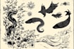 design custom flash tattoo in woodblock style