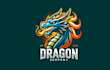 do amazing dragon head mascot logo design with business