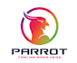 design unique laughing parrot logo