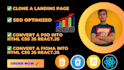 copy and clone landing page using HTML CSS js and react