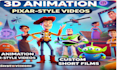create 3d disney pixar, style animations, cartoon videos, and short films