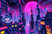 do cyberpunk futuristic city art