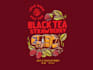 design black tea strawberry label logo