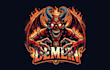 do demon hellish cartoon, character mascot logo with unique concepts