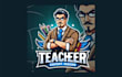 do teacher cartoon, and character mascot logo with free source file