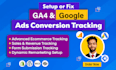 setup ga4 ecommerce tracking google analytics 4 and ads conversion tracking