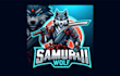 design samurai wolf mascot logo with express delivery
