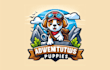 make adventurous puppies, dog mascot logo with creative concepts