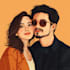 do minimalist portrait illustration for family, couples
