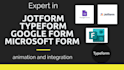 do automation and integration on jotform, google forms, typeform,microsoft forms