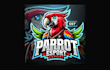 design creative parrot mascot logo with express delivery