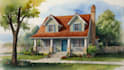 draw a watercolor house painting