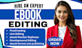 do book editing, proofread fact check manuscript kindle ebook kdp formatting