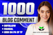 provide 1000 SEO blog comment backlinks