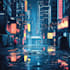 create a cyberpunk futuristic city art