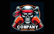 make skull head fighter mascot logo design for you with new concept